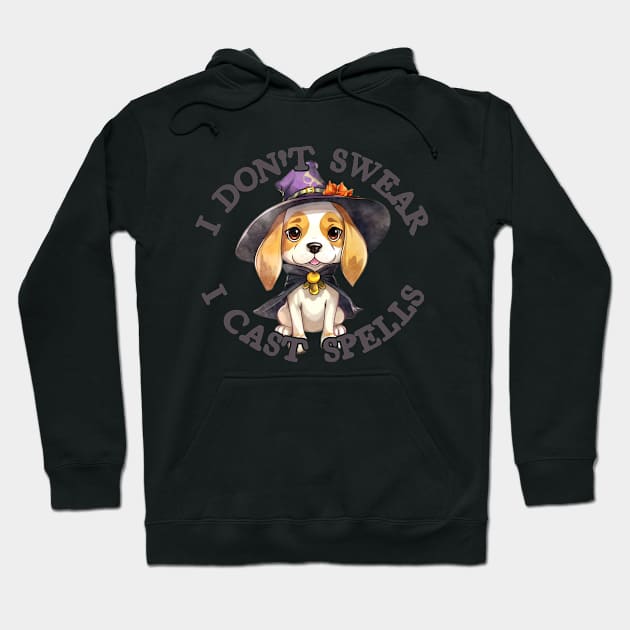 I don't swear I cast spells, beagle dog, funny gifts for dog lovers Hoodie by Soudeta